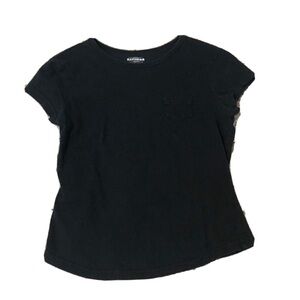 Express cotton cap sleeve black crop top xs
